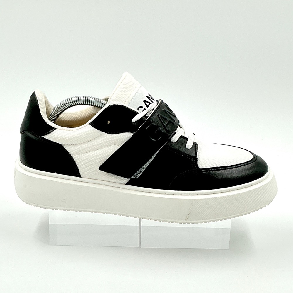 GANNI Womens 42 US 11.5 Black White Logo Strap Platform Sneakers